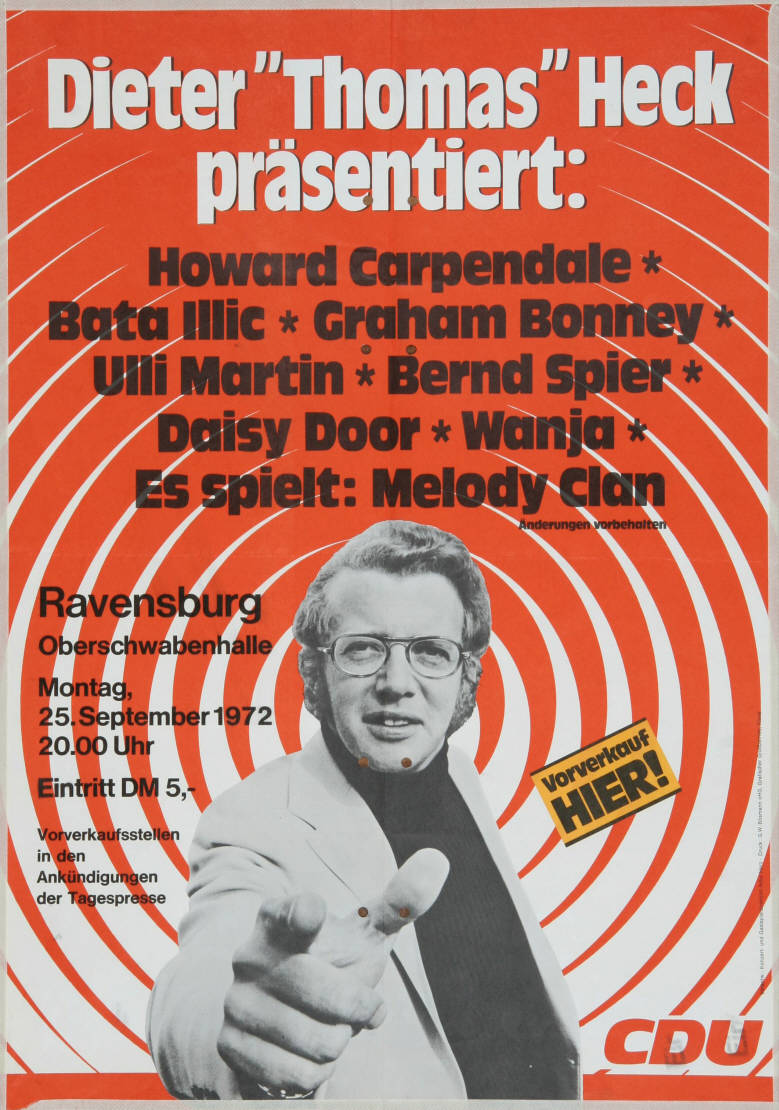 TV-inspelning med Howard Carpendale, Bata Illic, Graham Bonney och andra schlagerartister, 25 september 1972. Konrad-Adenauer-Stiftung, CC BY-SA 3.0 DE. TV-inspelning med Howard Carpendale, Bata Illic, Graham Bonney och andra schlagerartister, 25 september 1972.